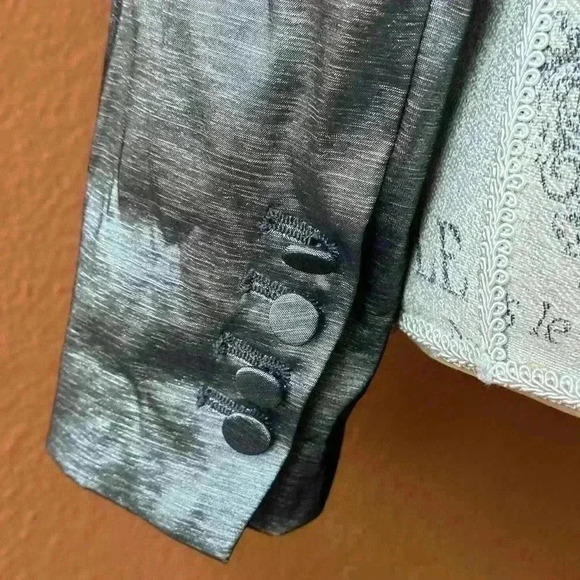 House Of Harlowe 1960 Dark Silver Fitted And Cropped Jacket Medium EUC! - Picture 6 of 10